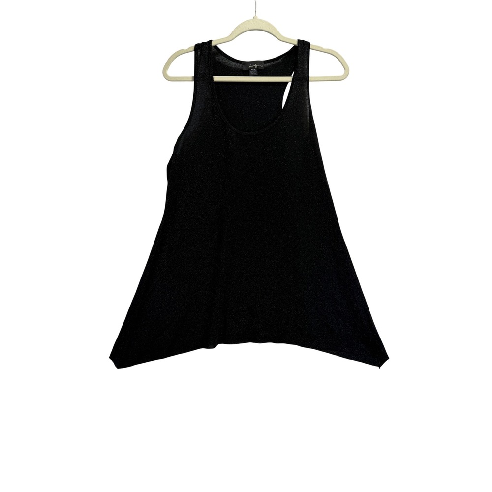 Twenty One Womens Black Metallic Shimmer Racerback Handkerchief Hem Tank Top M